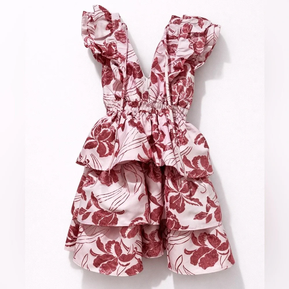 Floral Ruffle Mini Dress - Pink - Picture 2 of 3